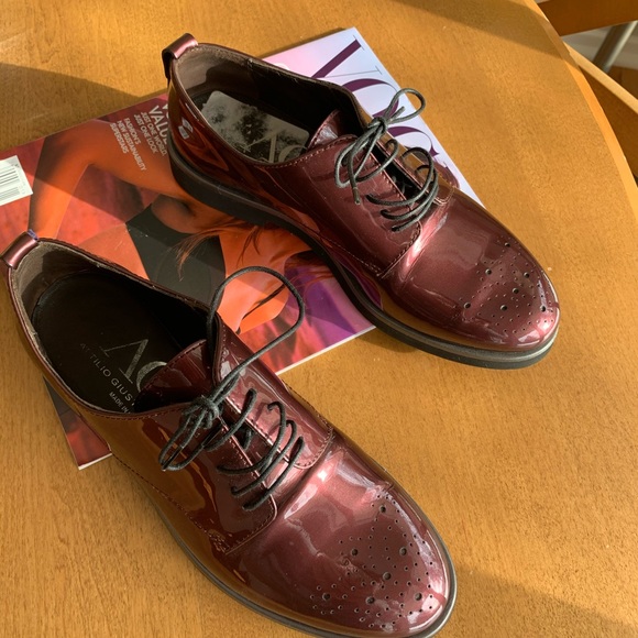COOL ๐ AGL Patent Leather Loafers Burgundy Maroon Size 6 Made in Italy -New! - Picture 2 of 15